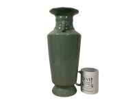 Alternative view of Vase Vintage South Korean Jade Green Crackled Decorated Decorative Ceramic Vase Storage Ornament Decor Design c1970's