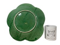 Alternative view of Vintage Portugese Green Cabbage Leaf Design Large Bowl Dish Platter Plate Ceramic Catch-All Trinket Fruit Serving circa 1970-80's