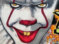 Alternative view of Vintage French Graffiti Tag Painting On Stretched Canvas Pennywise Colourful Wall Decor Decoration