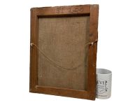 Alternative view of Vintage French Woman Person Sitting On Floor Oil Painting On Canvas Portrait Signed Paris Wood Frame circa 1950's