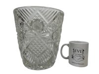 Alternative view of Vintage French Glass Heavy Champagne Wine Ice Bucket Container Drinks Cooler Display Bar Decor Wedding Reception circa 1970-80's