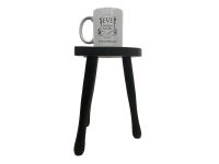 Alternative view of Vintage Stool French Black Wooden Wood Milking Chair Seat Kitchen Table Farm D Shaped Seat Plant Rest Stand Plinth Tabouret c1960-70's