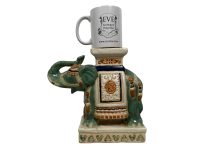 Alternative view of Vintage Chinese Elephant Ceramic Pot Stand Plinth Rest Brown Jade Green Small Vase Pot c1980's