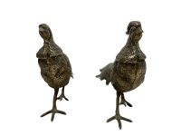 Alternative view of Vintage French Silver Coloured Metal Peacock Couple Bird Figurine Ornament Decor Design Animal c1960-70's de France
