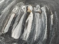 Alternative view of Vintage French Oil Painting "Hush" On Canvas Dark Noir Horror Vampire Hell Wall Decor Decoration circa 1990's