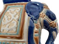 Alternative view of Vintage Chinese Elephant Ceramic Pot Stand Plinth Rest Brown Jade Green Small Vase Pot c1980's