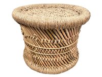 Vintage Indian Stool String Cane Canework Woven Bench Seat Chair Stand Display Shelf Tabouret circa 1990's