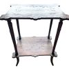 Vintage French Rectangular Carved Top Swallow Swift Leg Side Table Stand Display Plinth Pot Tabouret c1930-40's