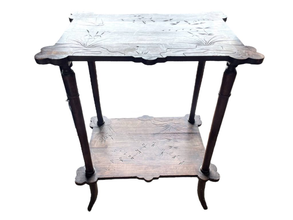 Vintage French Rectangular Carved Top Swallow Swift Leg Side Table Stand Display Plinth Pot Tabouret c1930-40’s