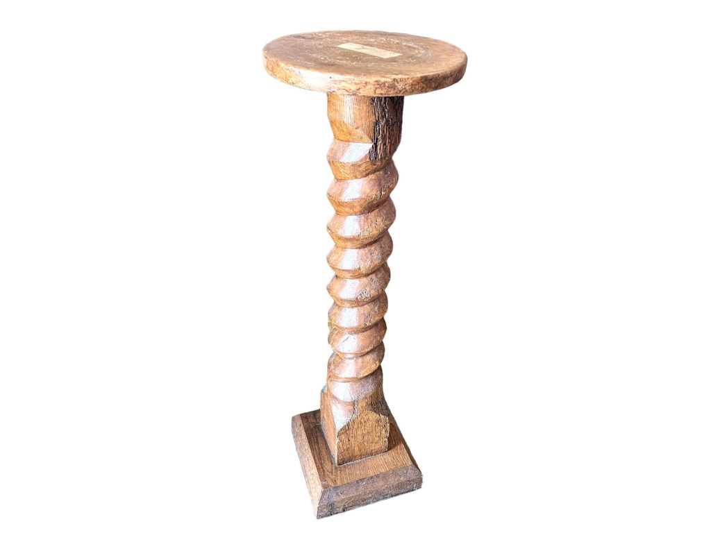 Vintage French Country Cottage Wine Press Screw Style Leg Tall Plinth Table Wooden Wood Stand Flower Pot Display Tabouret c1940-50's
