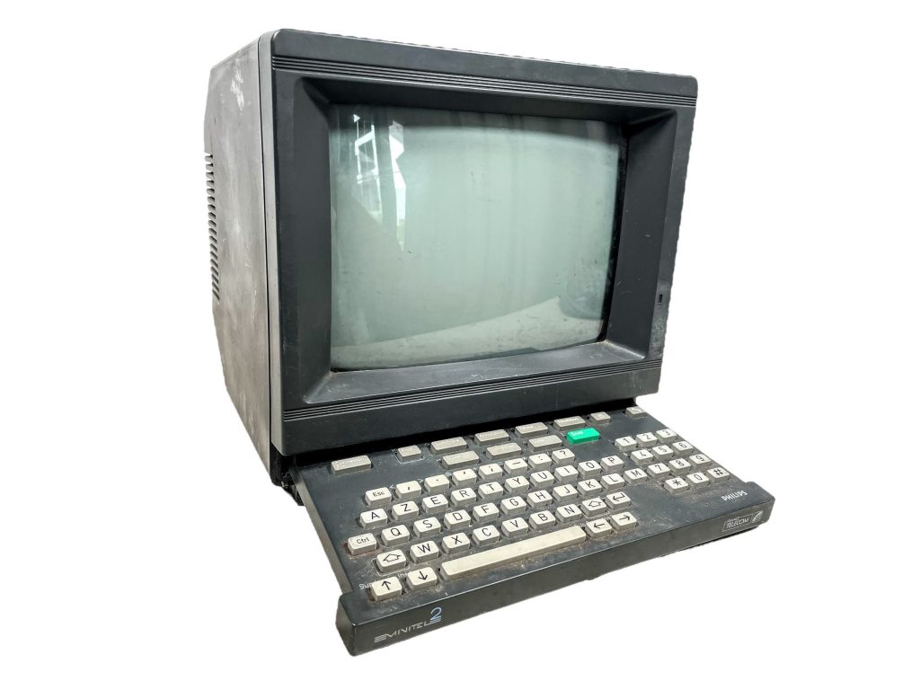 Vintage French Philips Minitel NMS 6202 Telic Alcatel Message System Screen Monitor Electronic Telephone Phone circa 1980-90's