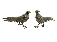 Vintage French Silver Coloured Metal Peacock Couple Bird Figurine Ornament Decor Design Animal c1960-70's de France
