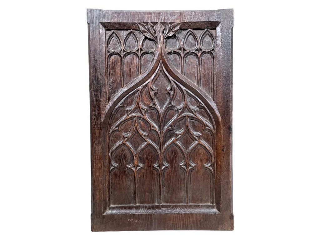 Antique French Church Chapel Wooden Carved Panel Gothic Revival Decorative Hand Carved Panel Wall Hanging Furniture Decor c1850-1900’s