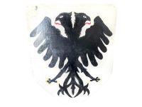 Vintage French Extra Large Wooden Shield Wall Display Re-Enactment Castle Plaque Crest Fleur De Lis circa 1980-90's