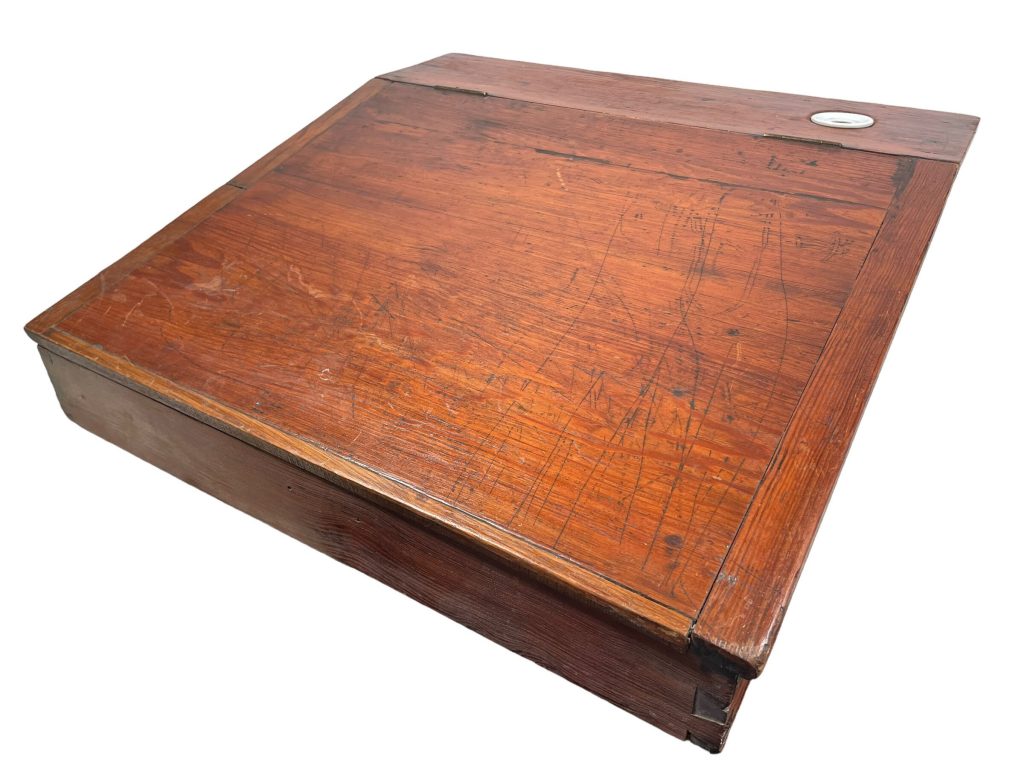 Vintage French Wooden Desk Table Lift Top Writing Calligraphy Storage School Office Desk circa 1940-50’s