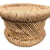 Vintage Indian Stool String Cane Canework Woven Bench Seat Chair Stand Display Shelf Tabouret circa 1990's