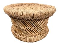 Vintage Indian Stool String Cane Canework Woven Bench Seat Chair Stand Display Shelf Tabouret circa 1990's