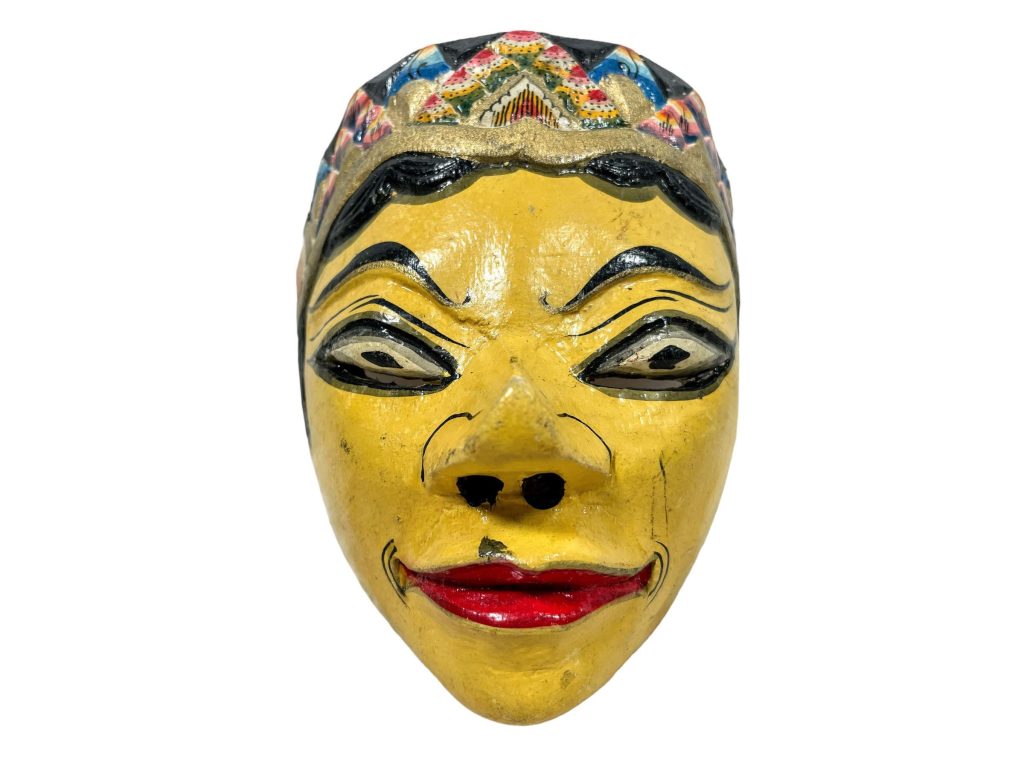 Vintage Indonesian Topeng Java Dance Mask Reproduction Wall Ornament Decorative Wooden Ornament Decor Carving Sculpture Art c1970-80’s