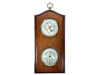 Vintage French Metal Wood Thermometer Barometer Barometre Weather Forecasting Instrument Hanging Wall c1980-90's
