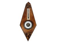 Vintage French Metal Wood Thermometer Barometer Barometre Weather Forecasting Instrument Hanging Wall c1960-70's