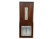Vintage French Metal Wood Thermometer Barometer Barometre Weather Forecasting Instrument Hanging Wall c1970's
