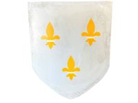 Vintage French Extra Large Wooden Shield Wall Display Re-Enactment Castle Plaque Crest Fleur De Lis circa 1980-90's