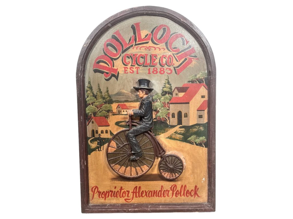 Vintage Pollock Cycle Company Reproduction Bicycle Shop Decorative 3D Sign Board Shop Kitchen Sign Wall Hanging Display c1980-90’s