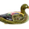 Vintage French Large Lifesize Duck Ceramic Lidded Dish Bowl Storage Pot Egg Store Display circa 1980-90's