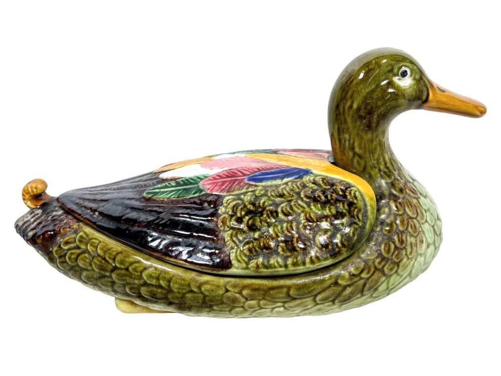 Vintage French Large Lifesize Duck Ceramic Lidded Dish Bowl Storage Pot Egg Store Display circa 1980-90’s