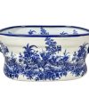 Jardiniere Antique English Ironstone Delft Style Cache Pot Planter Decorative Flower Basket Pot Holder Ceramic c1910
