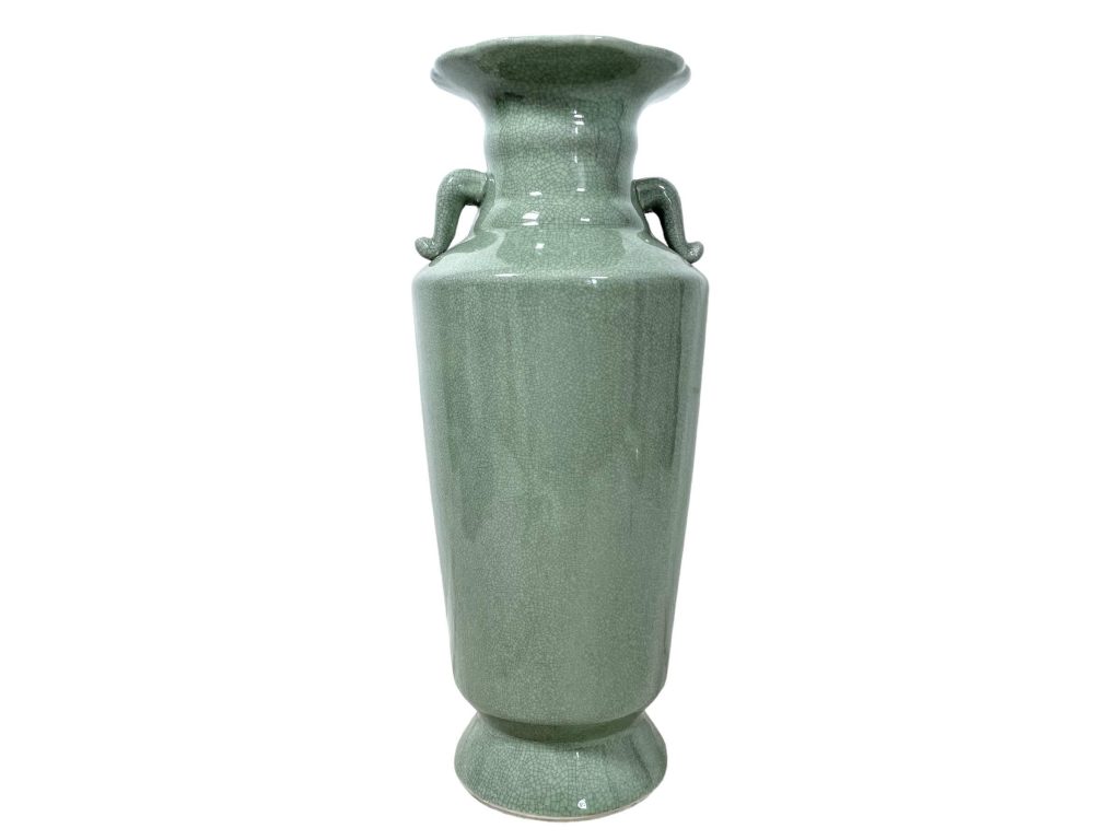 Vase Vintage South Korean Jade Green Crackled Decorated Decorative Ceramic Vase Storage Ornament Decor Design c1970’s