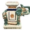 Vintage Chinese Elephant Ceramic Pot Stand Plinth Rest Brown Jade Green Small Vase Pot c1980's