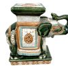 Vintage Chinese Elephant Ceramic Pot Stand Plinth Rest Brown Jade Green Small Vase Pot c1980's