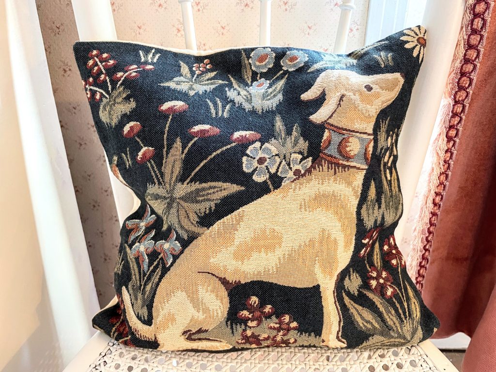 Vintage French Cotton Dog Woven Pillow Case Square Cushion Pillow Cover Pillows Bed Chair Sofa circa 1980-90’s