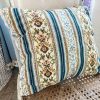 Vintage French Striped Blue Flower Pillow Case Square Cushion Pillow Cover Pillows Bed Chair Sofa circa 1970-80's