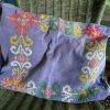 Vintage French Hand Made Cross Stitch Decorated Woven Pillow Case Rectangular Cushion Pillow Cover Pillows Bed Chair Sofa circa 1960's