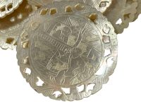 Alternative view of Antique Chinese INDIVIDUAL Mother Of Pearl Lattice Edged Circular Wise Man In Garden Gaming Chip Counter Token Engraved c1850s France