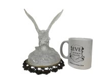 Alternative view of Vintage French Solid Glass Eagle Bird Of Prey Decorative Ornament With Pewter Base Figurine Decor c1960-70's