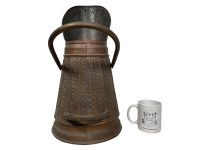 Alternative view of Vintage French Copper Brass Metal Coal Shuttle Bucket Fireplace Fire Place Furniture Umbrella Stick Stand c1960-70's