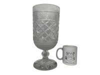 Alternative view of Vintage French G;ass Crystal Flower Vase Large Heavy Clear Glass Storage Ornament Decor Design c1970-80's