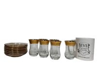 Alternative view of Vintage Turkish Tea Glasses Boxed Set Drinking Glass  Gold Clear Glass Drinks Ceremony Display Arabian Theme circa 1980's