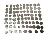 Alternative view of Antique Chinese Mother Of Pearl Collection Job Lot x 78 Mixed Circular Gaming Chips Counters Tokens Hand Engraved circa 1800-1850's