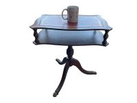 Alternative view of Vintage French Wooden Wood Leather Top Side Table Plinth Stand Display Wooden Tabouret Worn Wear c1970's