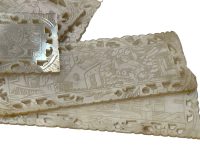 Alternative view of Antique Chinese Mother Of Pearl Rectangular Lattice Garden Scene Gaming Chip SOLD INDIVIDUALLY Counters Tokens Engraved c1800-1850's