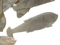 Alternative view of Antique Chinese Mother Of Pearl Fish Shaped Love Dove Gaming Chip SOLD INDIVIDUALLY Counters Tokens Engraved c1800-1850's