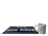 Alternative view of Vintage French Original Iron Convex Enamel Street Sign Rue Gustave Hiron Street Metal Road Display Promotional c1950's