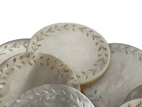 Alternative view of Antique Chinese Mother Of Pearl Circular Round Floral Band Flower Gaming Chip SOLD INDIVIDUALLY Counters Tokens Engraved c1800-1850's