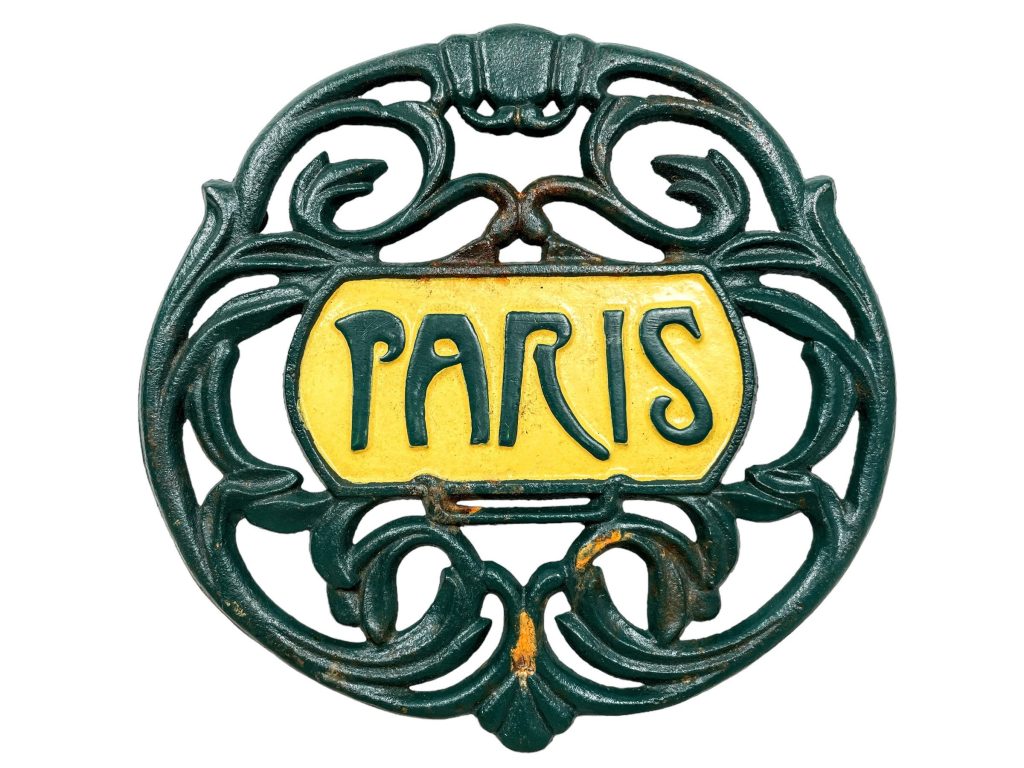 Vintage French Green Paris Cast Iron Table Trivets Placemats Place Mats Trivet Stove Sideboard Table Protector c1980-90’s