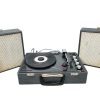 Vintage French Cartel Cased Record Player With Case Speakers Audio Equipment circa 1950-60's