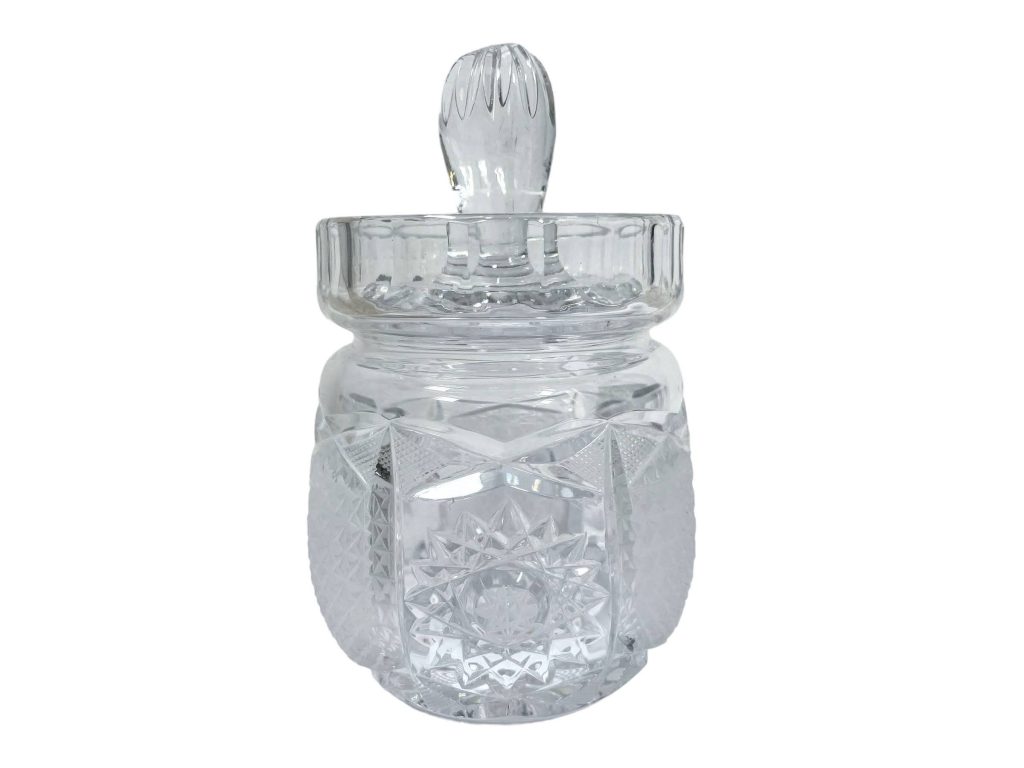 Vintage Czech Glass Jam Confitures Condiment Preserve Marmalade Jar Pot With Lid 1970-80's